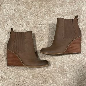 Tan Wedge Booties - Size 10